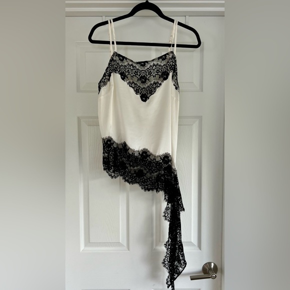 bebe cami blouse. Color: Cream with black lace. Size: Large - Picture 1 of 3